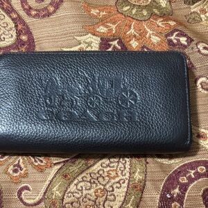 Coach Black and Gold Zip-Around Wallet